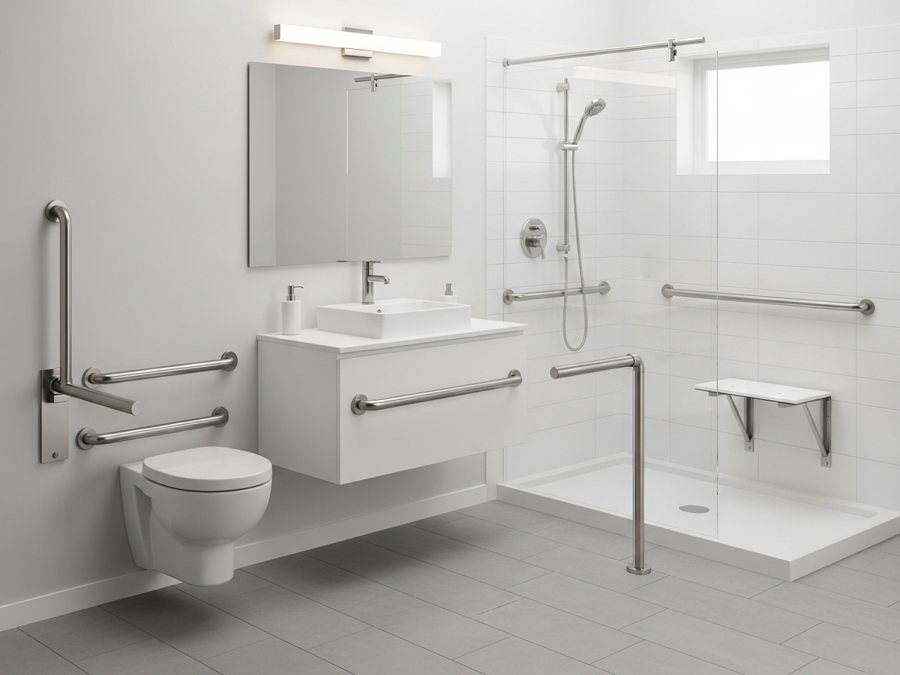 Barras de sujeción en baño accesible