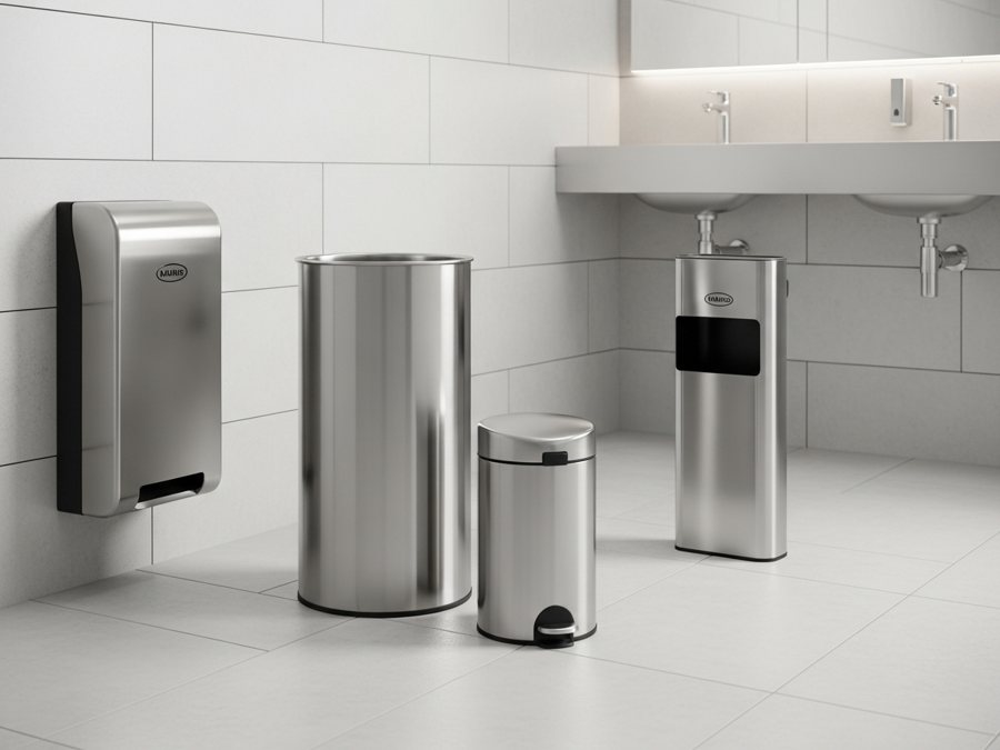Basureros de acero inoxidable para baños comerciales